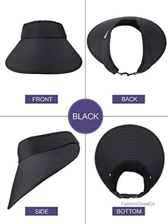 2 Pack Large Wide Brim Sun Visor Hats Adjustable UV Protection Golf Beach Caps main image 6